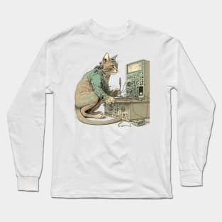 Futuristic Bio Steampunk Cat No Background Long Sleeve T-Shirt